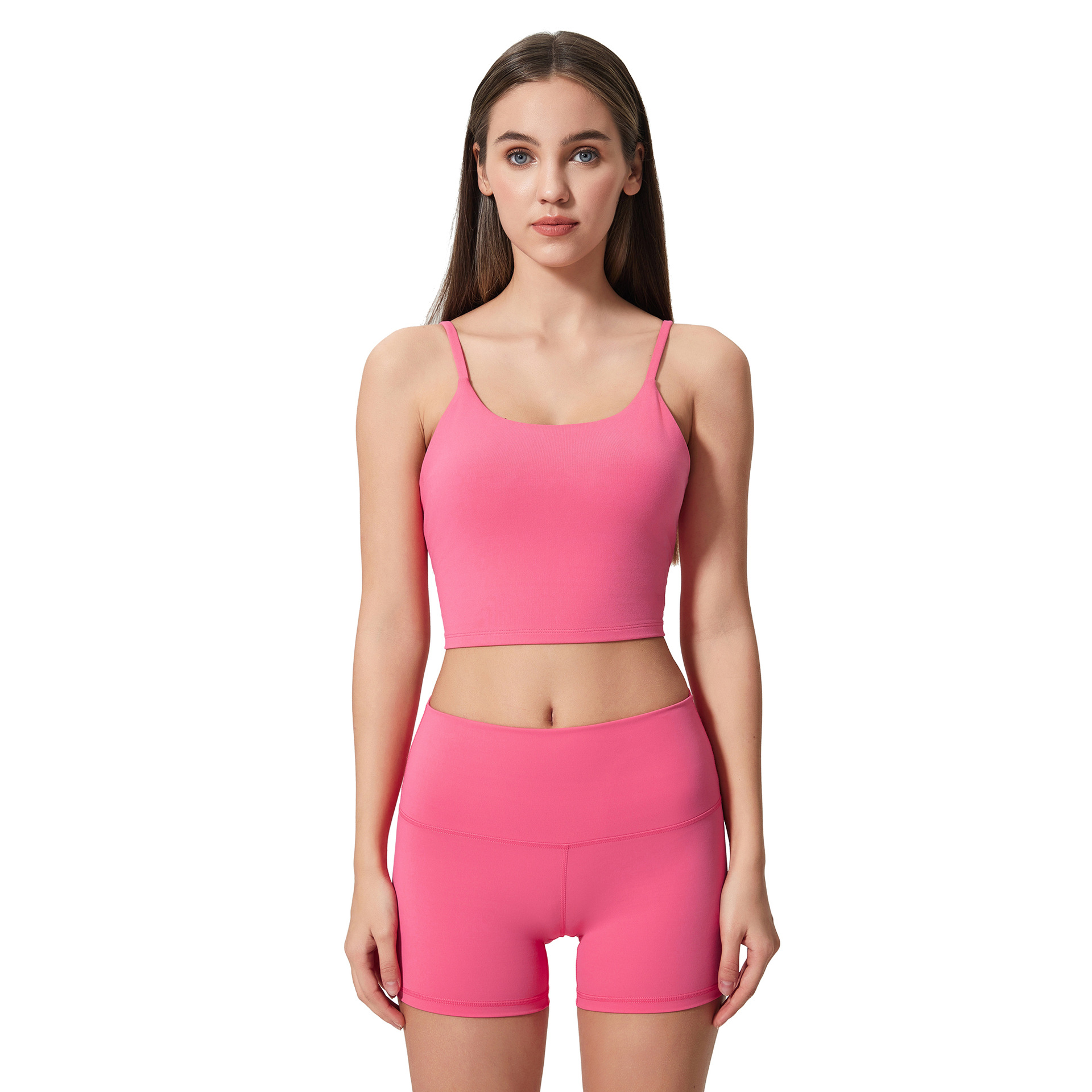 New Breathable Yoga Top for Women High Support Sports Bra with Chest Pads Spaghetti Strap Fitness Tank Top Yoga Clothing