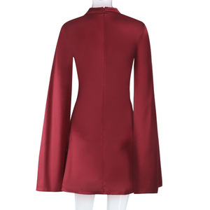 Vestido Formal Mini Elegante de Manga Larga y Cuello Alto en Color Sólido para Mujer, a la Moda - Product Image 5