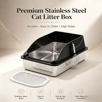 Bac à litière pour chat en acier inoxydable OEM, grand modèle 20L, à ouverture supérieure, écologique, antiadhésif, facile à nettoyer, avec tapis de protection à bords hauts pour chats d'intérieur