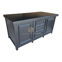 Meuble de rangement de style farmhouse avec étagères réglables, console, buffet, table de cuisine, table de restaurant avec portes coulissantes cannelées