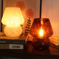 Lampe de chevet à intensité variable DC 5V, lampe de table en verre en forme de champignon, lumière d'ambiance LED avec interrupteur à bouton