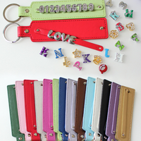Porte-clés vierge en cuir PU YY avec anneaux de 8 mm, couleurs assorties, pour perles de charme et gravure laser