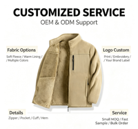 Veste polaire pour homme à col montant et fermeture éclair intégrale, doublée polaire d'agneau, style streetwear, manteau d'hiver chaud, vente en gros
