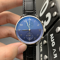 Jam tangan mekanik pria mewah dengan logo khusus, jam tangan desainer berkualitas tinggi bergaya Portugis, jam tangan kronograf