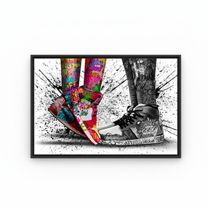 Sleek Printed Canvas Artwork: Modern Graffiti Shoes Design for Vibrant Decor,<b>BLACK</b> <b>FRAMED</b> CANVAS - Product Image 2