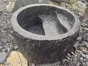 Natural Black Marble Stone Garden Freestanding <strong>Bath</strong> <strong>Hot</strong> Tub Japanese Outdoor Large Soaking <strong>Sitting</strong> Bathtub - Product Image 5