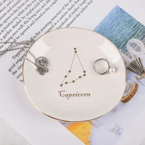 Constellation Symbol Ceramic custom trinket dish 12 Constellation Alien Jewelry Plate Women's Jewelry Storage Box