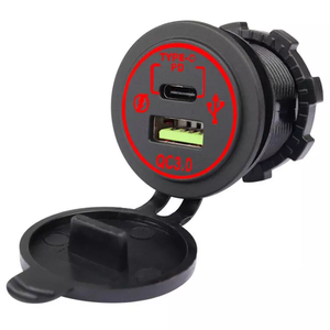 双<span class=keywords><strong>USB</strong></span> 2.1A QC2.0快速充电插座防水盖12-24V通用点烟器电源插座适用于汽车、房车、高尔夫球车 - Product Image 5