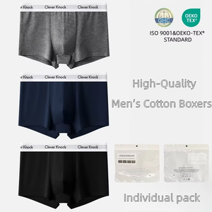 Clever Knock Calzoncillos de algodón para hombre, ropa interior deportiva cómoda y transpirable, color blanco, gris, negro, paquete de 3 - Product Image 2