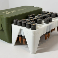 Boîte de rangement pour munitions 3D imprimée, capacité de 50 cartouches 7,62*39 ; Boîte de rangement pour balles en plastique ; Boîte organisatrice d'armes à feu