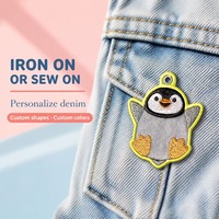 Patchs brodés mignons de dessins animés, appliques personnalisées en cuir et denim, à thermocoller ou à coudre, accessoires vestimentaires en gros