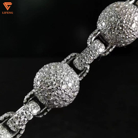 Personnalisé Glacé VVS Moissanite Plaqué Or Solide 925 Boule En Argent Sterling Lien Cubain Chaînes De Tennis Hip Hop Bijoux Collier Hommes