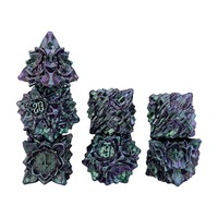 Ensemble de dés métalliques DND personnalisés en 7 pièces, écologiques, à angle droit, avec design de grille colorée, polyédriques solides, pour jeux de société D&D