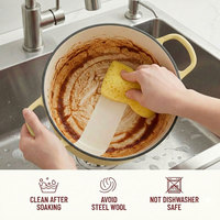 E-TOP Cocotte en fonte jaune antiadhésive pour sauter et cuire, avec couvercle hermétique, idéale pour servir