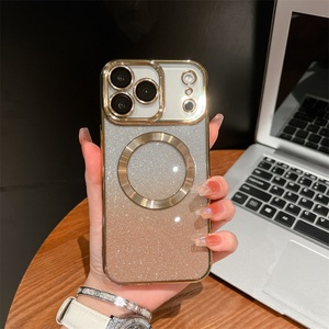 Funda Protectora de Lente con Brillo Electrochapado de Lujo para iPhone 16 15 14 13 12 17 Pro Max, Cubierta Magnética Inalámbrica para 17 Air - Product Image 1