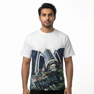 Men <b>White</b> Graphic Printed T Shirt Sublimation Sci Fi Graphic Crew Neck Short Sleeve Cotton Polyester <b>Tee</b> Wholesale Bulk - Product Image 1