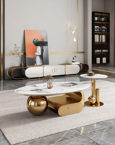 Tavolino da Caffè Ovale Allungabile in Marmo Lucido Italiano, Moderno e Resistente, per Soggiorno, Casa, Esterno, Cucina, Ospedale - Product Image 5