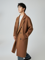Manteau en laine pour homme, long, double face, double boutonnage, décontracté, uni, couleur unie, luxe léger, réversible, imperméable, respirant