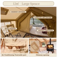 Tente gonflable portable extra-large quatre saisons imperméable avec cloison à deux pièces pour le camping familial en plein air