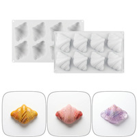 Nouveau moule en silicone à 6 cavités en forme de croissant pour mousse française, qualité alimentaire, pour chocolat et pâtisserie, compatible four, emballage individuel OPP