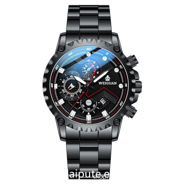 Watch for Men Black Warrior Watch Stainless Steel Waterproof Luminous Quartz Watch O202