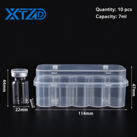 Boîte d'emballage rectangulaire en PP de 7 ml, 10 pièces, étui pour flacon de poudre lyophilisée en plastique transparent avec couvercle