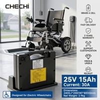 Batería de Estado Sólido de Alta Capacidad LFP LiFePO4 24V/25.6V 15Ah-45Ah para Silla de Ruedas Eléctrica Plegable Ligera, 5000 Ciclos