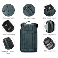 Sac à dos Kingsons Sport portable et léger pour ordinateur portable 16 pouces, étanche en polyester avec fermeture éclair et verrou pour casque de snowboard
