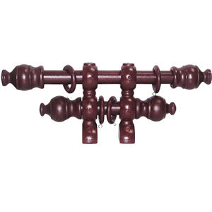 Ensemble de tringles à rideaux doubles en bois de 35 mm avec embouts, supports et anneaux personnalisés, tringle à rideaux <span class=keywords><strong>double</strong></span> de 28 mm - Product Image 1