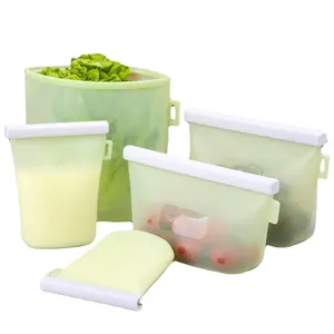 Limited Time Discount Leakproof Silicone Zip Lock Bags for Freezer and Microwave