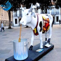 Patung Sapi Fiberglass Berkualitas Tinggi Ukuran Besar untuk Taman Luar Ruangan, Desain Menarik, Ukuran Asli, Bahan Resin
