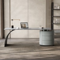 Bureau en métal de luxe léger avec surface en pierre de quartz, design compact moderne et minimaliste, combinaison libre pour usage domestique ou professionnel