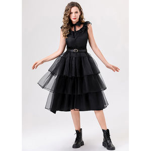 Disfraz familiar Vestido de gasa negro Estilo de Halloween Disfraz de espectáculo de bruja Vestido de vampiro para mujer - Product Image 3