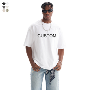 Camiseta de Algodón 100% Grueso al por Mayor, Camiseta Oversize de Verano con Hombros Caídos, Diseño Personalizado, Camiseta Bordada para Hombre - Product Image 1