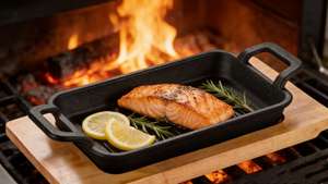 Cast Iron Single Set Meal Grilled <strong>Fish</strong> Rice Rectangular Commercial Korean Binaural Induction Cooker Striped Roasting <strong>Pot</strong> - Product Image 2