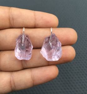 Colgante de plata de ley 92,5 de amatista Rosa Natural, piedra preciosa de 2 piezas, hecho a mano, muy impresionante - Product Image 2