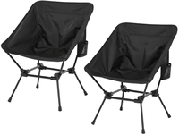 Chaise de camping pliable légère en aluminium Sportneer avec poche latérale - Conception compacte pour le camping, la randonnée, la plage et les voyages (lot de 2, noir)
