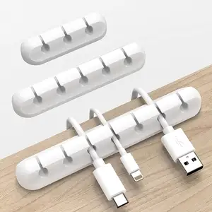 Custom Logo 3-5-7holes Bureau Hoofdtelefoon Snoer Usb Winder Management Siliconen Kabel Clip Houder Draad Organiseren