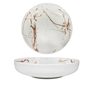 Assiette creuse en porcelaine à motif marbre blanc, diamètre [indiquer le diamètre] 20CM, EFFET MARBRE BLANC - Product Image 1