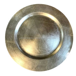 Serving Charger Plate Dishes Plates Rope Border Decorative Printing Silver Antique Charger Plate Tabletop <b>Dinnerware</b> - Product Image 4