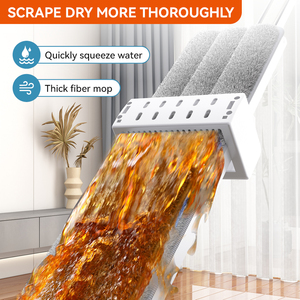 Bộ lau nhà bằng sợi microfiber lớn, kiểu mới, tự vắt, cán thép không gỉ có thể kéo dài, bền, kèm xô không cần dùng tay - Product Image 3