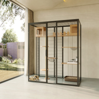 Offre Spéciale luxe grande Cage intérieure pour animaux de compagnie respirant chat en bois Villa nid lit solide motif affichage à la mode extérieur chat maison