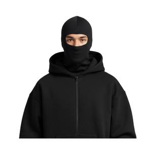 Sweat à capuche Black Ninja, matière épaisse, 100% coton molletonné, grammage lourd, coupe ample, décontracté, hiver, respirant. - Product Image 1