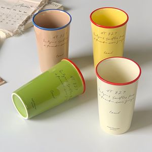 Mug en <span class=keywords><strong>porcelaine</strong></span> blanche de style influenceur coréen, à parois droites, <span class=keywords><strong>grande</strong></span> capacité, <span class=keywords><strong>tasse</strong></span> à café avec motif lettres, idéal pour Instagram - Product Image 3