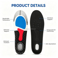 Semelles orthopédiques ergonomiques amortissantes pour le sport avec coussinet de talon en gel EVA lavable pour protéger le talon et soulager la fasciite plantaire