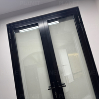 Porte extérieure en aluminium de style moderne, double vitrage, à battants, pour maison