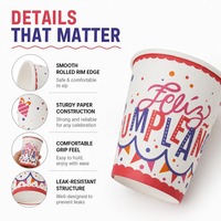 Gobelets en papier de qualité alimentaire personnalisés OEM Feliz Cumpleanos, guirlande de ballons, gobelets jetables pour fêtes