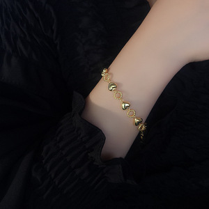 Joyería Fina, Pulsera de Cadena Geométrica con Círculo de Corazón de Plata de Ley 925 de Estilo Francés Retro para Mujer, Pulsera de Plata al por Mayor - Product Image 2