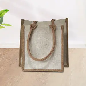 Hote Sale Eco Friendly Jute Shopping Bag OEM Customized Logo Waterproof Lamination Linen Tote Bag