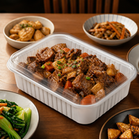 Contenedor de Alimentos de Plástico Transparente de 1000 ml, 224x150x51 mm, con Tapa, Desechable, para Comida Familiar, Bento Box, Apto para Alimentos, PP, para Restaurante